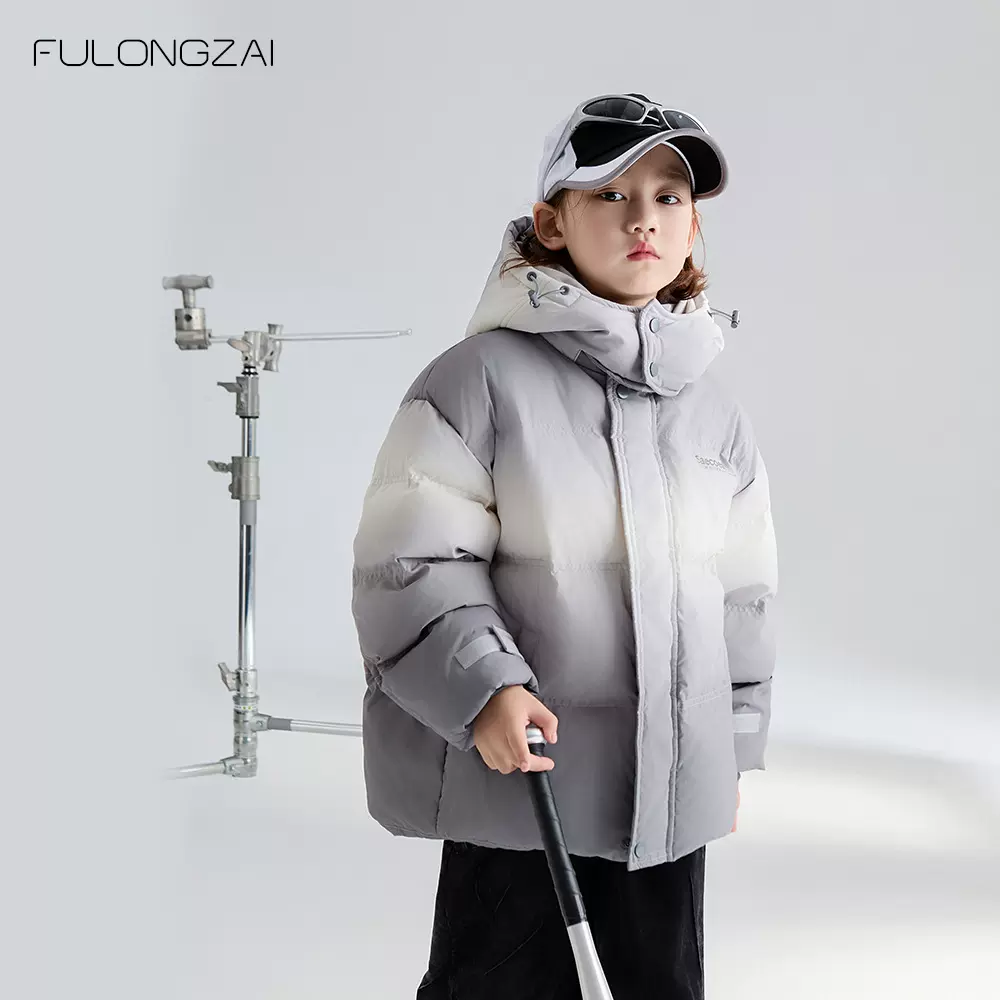 FULONGZAI亲子童装2024秋冬季男女童新款中大儿童渐变90绒羽绒服
