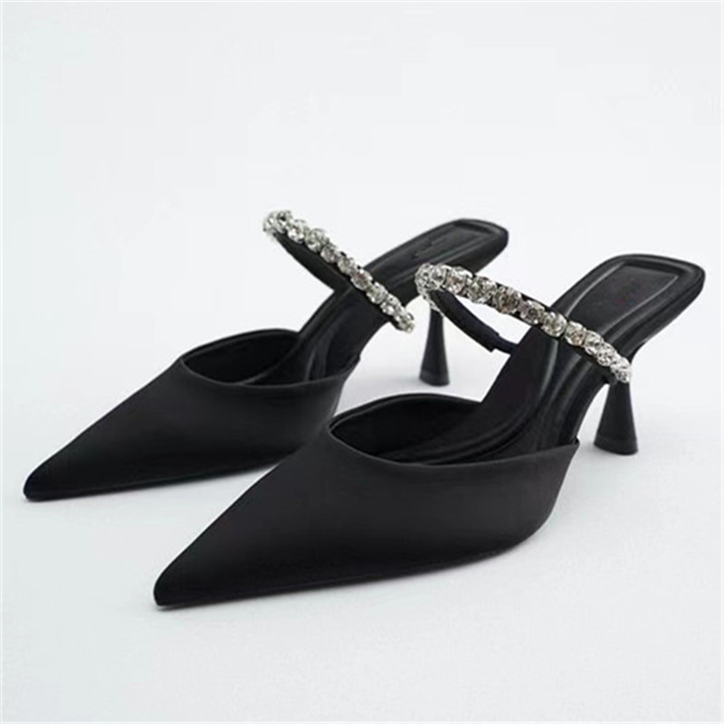 2022 Spring New Women's Shoes Black Sati...