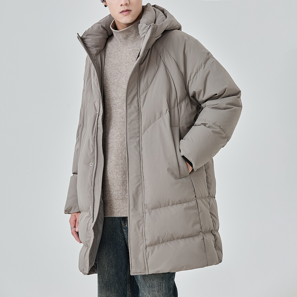 Winter Mid-Length Hooded 90 White Duck down Jacket Men's Classy Cold-Proof and Warm Trendy Brand down Jacket