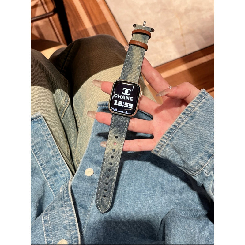 for apple watch9 leather strap iwatch8 apple watch se generation 7 Denim rendering american vintage for apple watch9 leather strap iwatch8 apple watch se generation 7 Denim rendering american vintage
