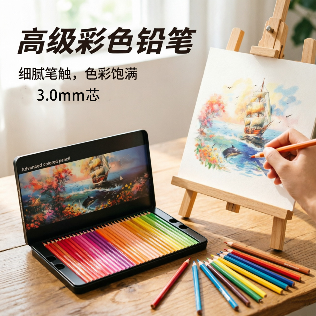 72-Color Oil Pastels Art Student Professional Drawing Set with Colored Pencils in Iron Box