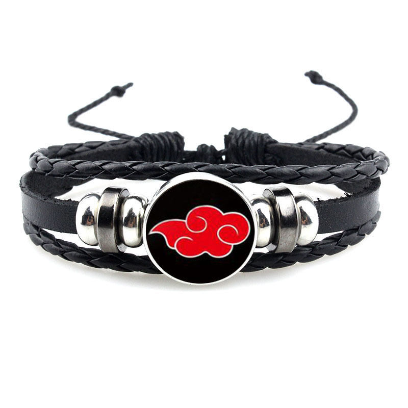 Cross-border Hot Sale Naruto Mori Time Gem Bracelet Multi-layer Woven Black Leather Hand Rope Wholesale