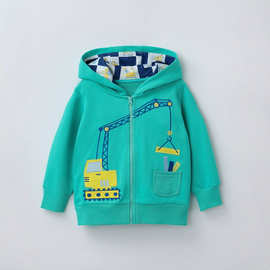 欧美风秋冬新款 跨境绣花卡通连帽拉链卫衣儿童 男童新款拉链外套
