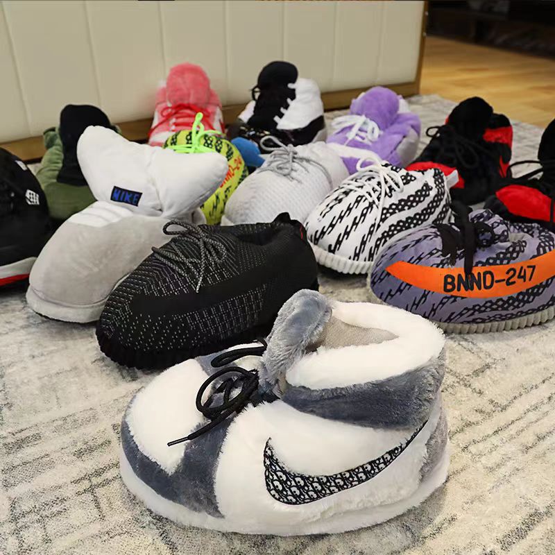 Big Sale Aj1 Spoof Popular Couple Cotton Slippers with Cute Cotton Shoes Home Winter Warm Home Cotton Slippers