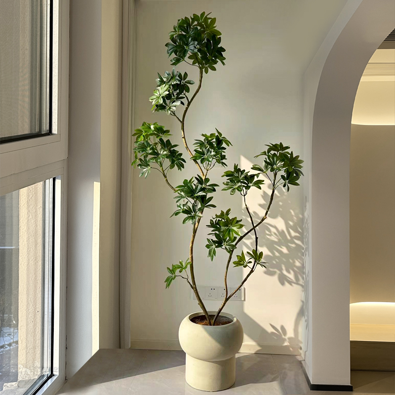 海虹景品鸭脚木仿真绿植室内仿生盆栽高端轻奢客厅大型落地假植物