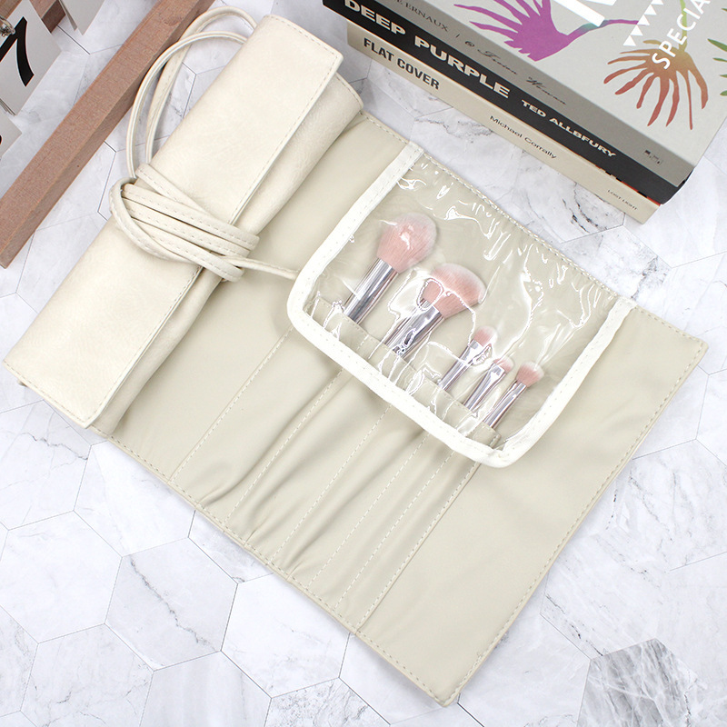 Simple large capacity makeup pen leather cover professional makeup brush storage bag portable travel storage bag roll bag