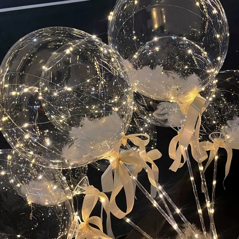 Red rojo iluminante pluma bobobo bola estand día de San Valentín mano con lámpara de globo material paquete de cumpleaños props