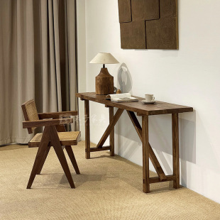 Middle Ancient Style Old Elm Wood Entrance Table Homestay Solid Wood Vintage Side Table Household Wall Small Desk Table