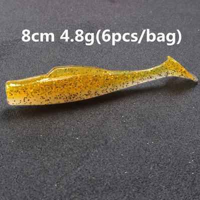 TPR cebo suave T cola flotante Luya gusano suave 6 pack MAN6cm8cm 10cm MinnowZ zman cebo suave