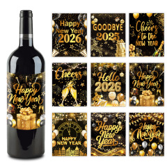新品2026新年派对酒瓶贴纸 NEW YEAR跨年聚会饮料瓶酒杯装饰贴纸