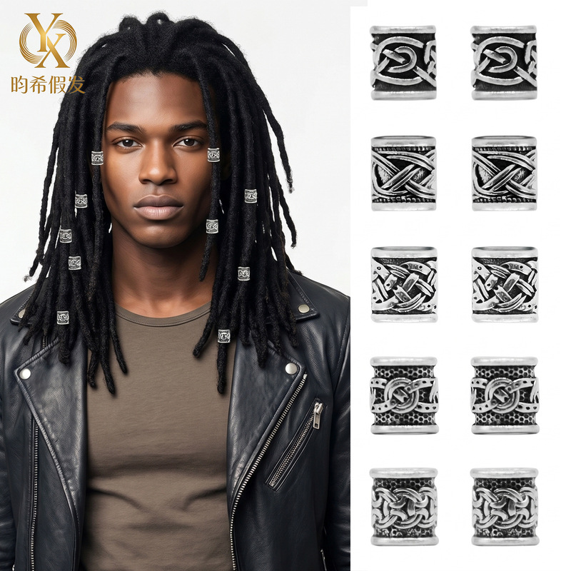 Dreadlock Hair Accessories, Rune Characters, Alloy with Patterns, Hair Rings, Viking Beard Beads, Barrel Beads Dreadlock Hair Accessories, Rune Characters, Alloy with Patterns, Hair Rings, Viking Beard Beads, Barrel Beads