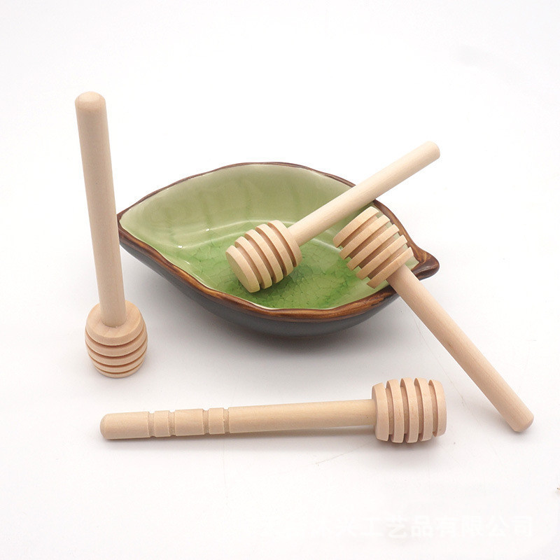 Palo de recolección de miel de madera simple, herramienta de recolección de miel de mango largo, barra de mezcla de mermelada de miel, barra de miel de madera maciza sin pintura y sin cera