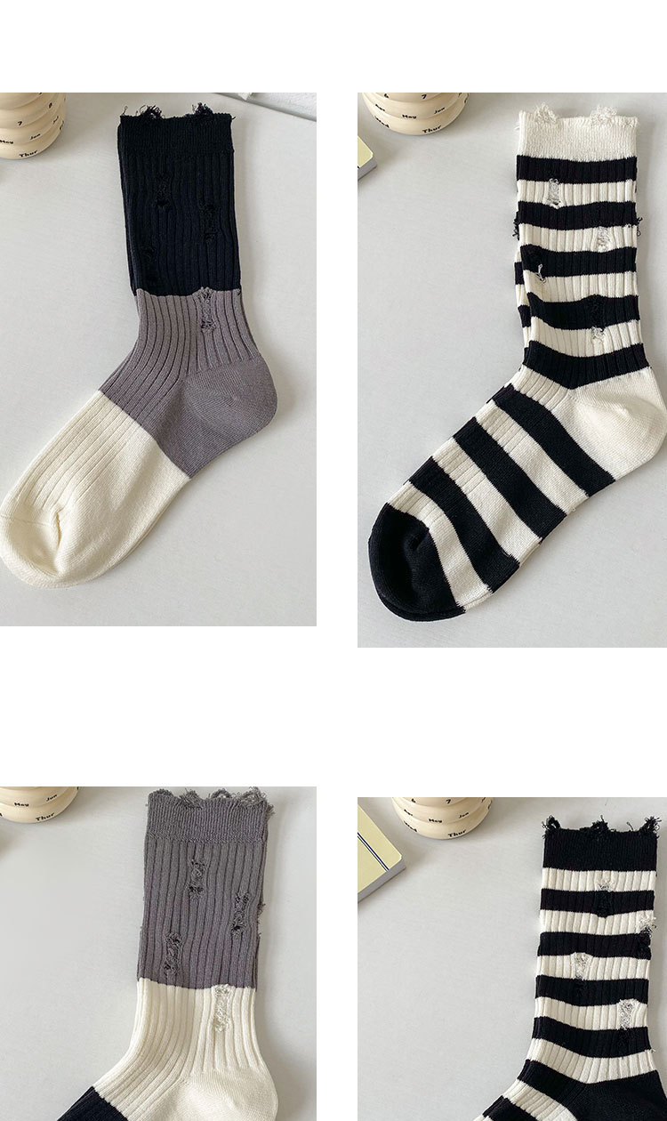 Women's Casual Color Block Cotton Crew Socks A Pair display picture 1