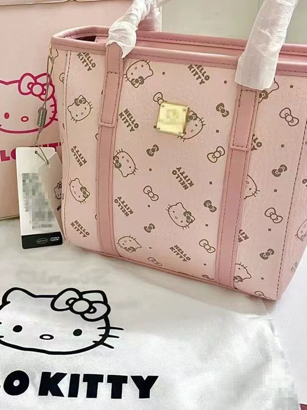 Бостонская сумка (Hello Kitty) классический вместительный Tote, фуксия, компактная 13×8.7×4 см