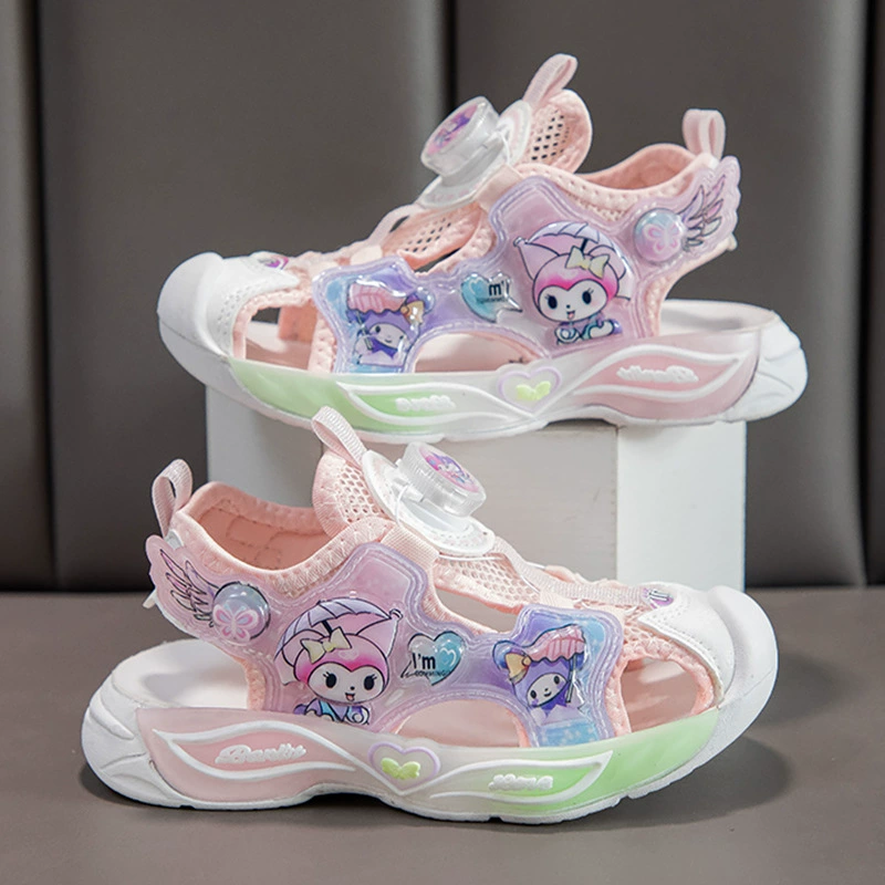 Девушка Баотоу сандалии на мягкой подошве детская пляжная обувь лето новый мультфильм девушка обувь принцессы милые спортивные сандалии
