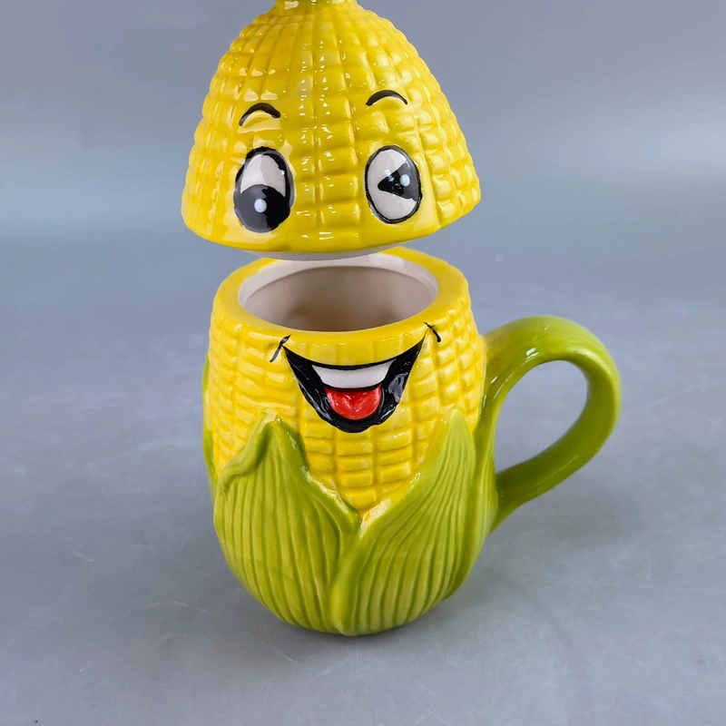 Cross -border creative personality Ceramic corn mug personality relief carving bizarre lemon -shaped fruit cup pineapple cup