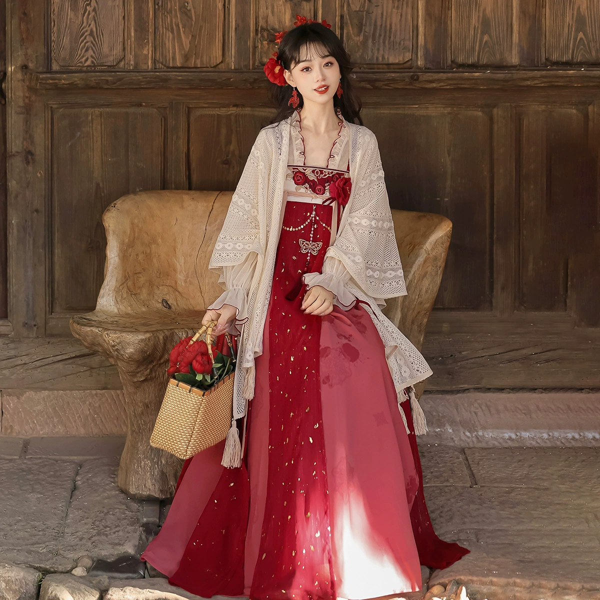 倚梦阁 Genuine Hanfu, cloak, set, Chinese style