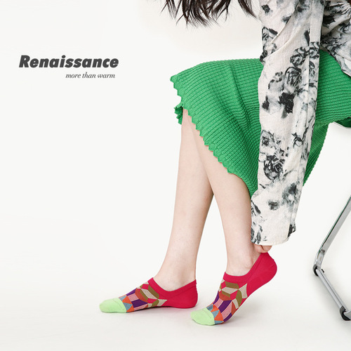 Original Women's Socks, Spring and Summer Thin Vintage Style Gingham Invisible Socks, Combed Cotton, Boneless, Low Mouth, Unisex