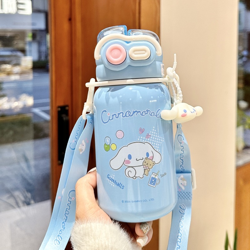 クロミ子供用魔法瓶カップ、通学女子用、ランドセルに収納可能、ダブルドリンクカップ、2025年新作ストローウォーターカップ|undefined