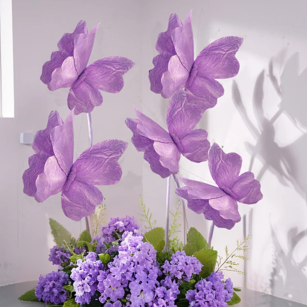 Arte de papel de simulación Decoración de flores de papel de mariposa Decoración de ventana de mariposa Decoración de escena de boda Flor falsa