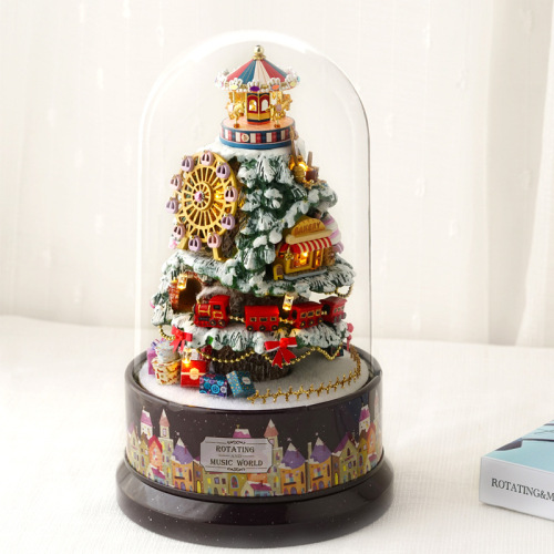 Zhiquwu handmade diy cabin rotating children's music box music box model toys wholesale and high-quality gifts
