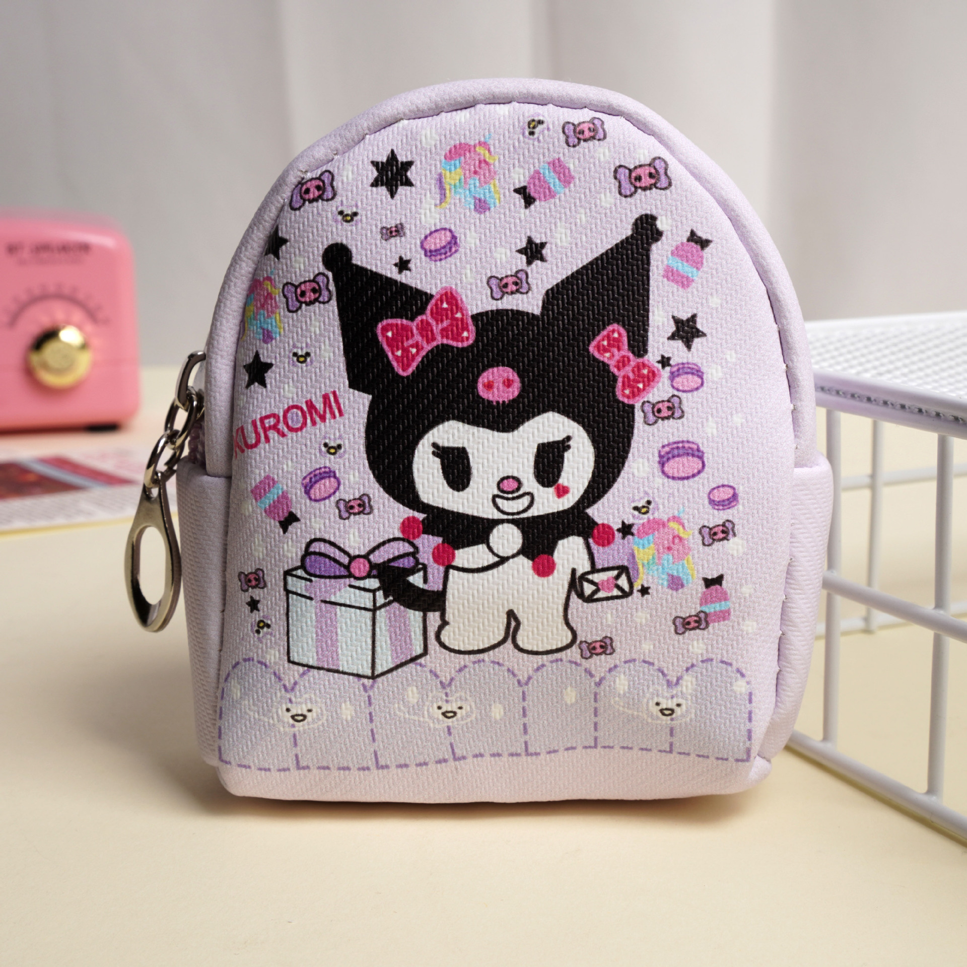 Monedero Mini Animado de Cuero PU Impermeable para Almacenamiento Doméstico