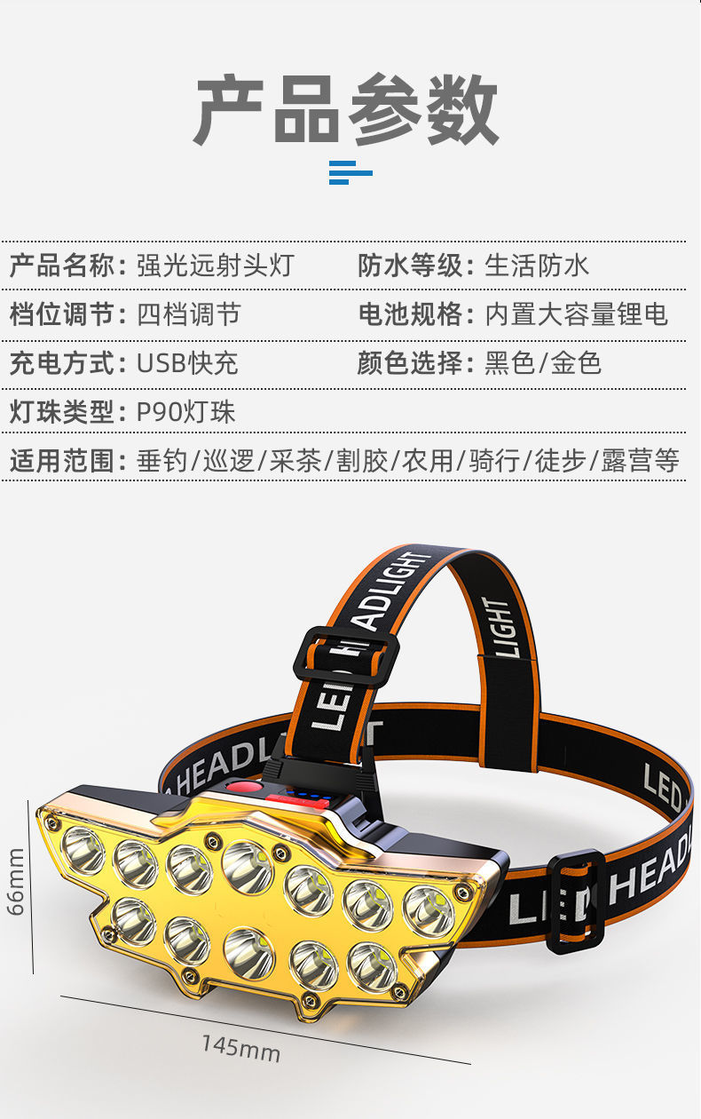 头戴式LED矿灯手电筒