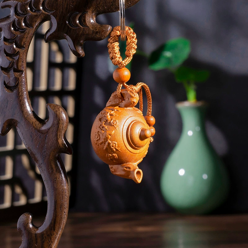 Ручка горшка автомобильный брелок ручка кусок персиковое дерево ахиллово дерево грудинка дерево красное сандаловое дерево маленькая тыква кулон резной Pixiu