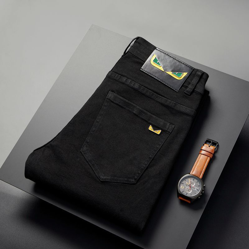 Spring and Autumn Black Jeans Men's All-match Business High-end Fashion Trend Slim-fit Stretch Solid Color Leg Trousers Men Spring and Autumn Black Jeans Men's All-match Business High-end Fashion Trend Slim-fit Stretch Solid Color Leg Trousers Men