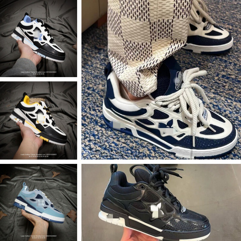 Cross-Border High-End In-Stock Lv Trainer Sneakers, Height-Increasing Casual Sports Shoes for Men and Women, Bread Shoes, Gift Box, Empty Glue