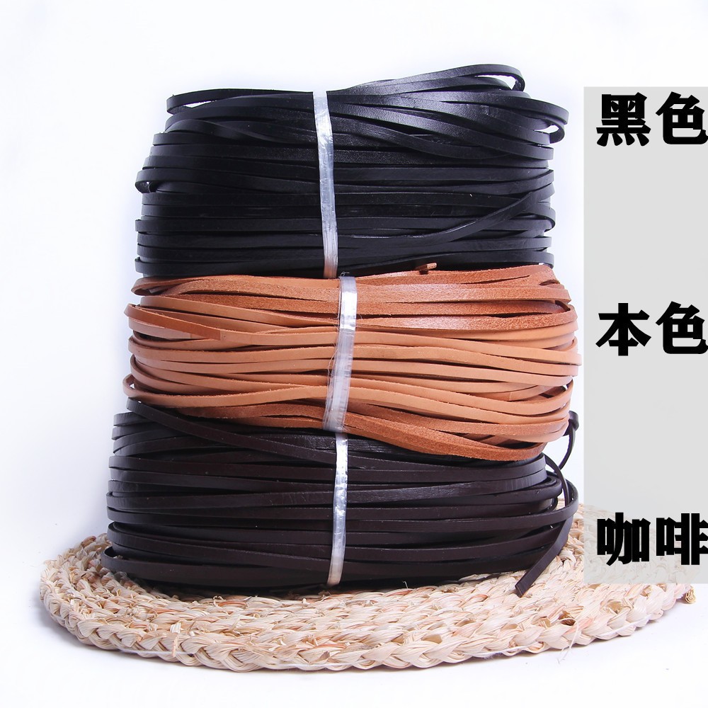 diy皮绳手工头层牛皮植鞣革扁真皮绳子皮条绳编织手链项链材料-阿里巴巴