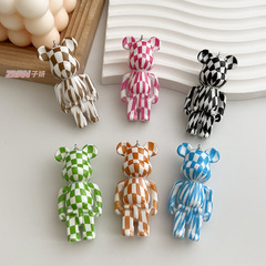 Acrylic Grid Violent Bear DIY Keychain Schoolbag Hook Decoration Toy Blind Box Accessory Women's Handbag Hook