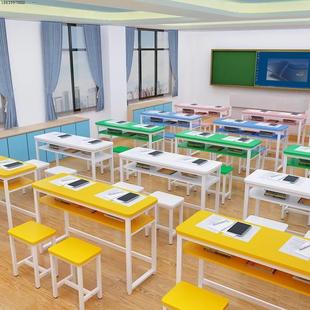 Table for Primary and Secondary School Students Training Double Bunk Desks and Chairs for Cram School Single Long Table Tutoring Class Combination Color