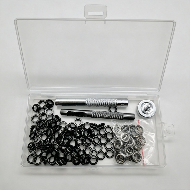 100 sets diámetro interior 6mm Ojo de aire ojal ojales callos con 3 piezas de instalación herramientas traje para transfronteriza