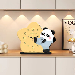 功夫熊猫创意新款桌面摆件摆台式座钟摆放式客厅钟表装饰品小摆件