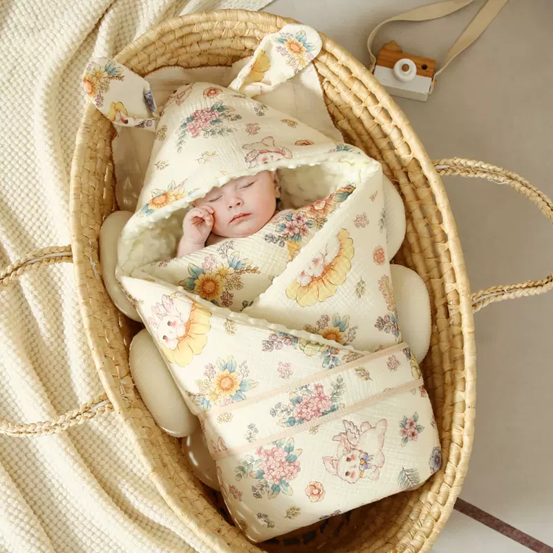 包被a类纯棉新生儿秋冬厚款婴儿豆豆绒抱被纯棉襁褓初生产房包单