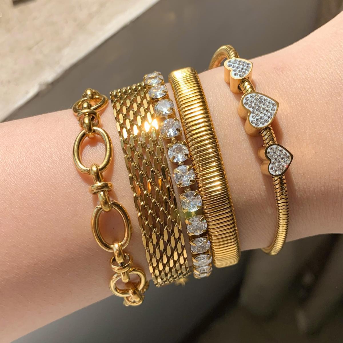 Geometric Pattern Vintage Style Classic Style Geometric 304 Stainless Steel Snake Chain Bracelets In Bulk