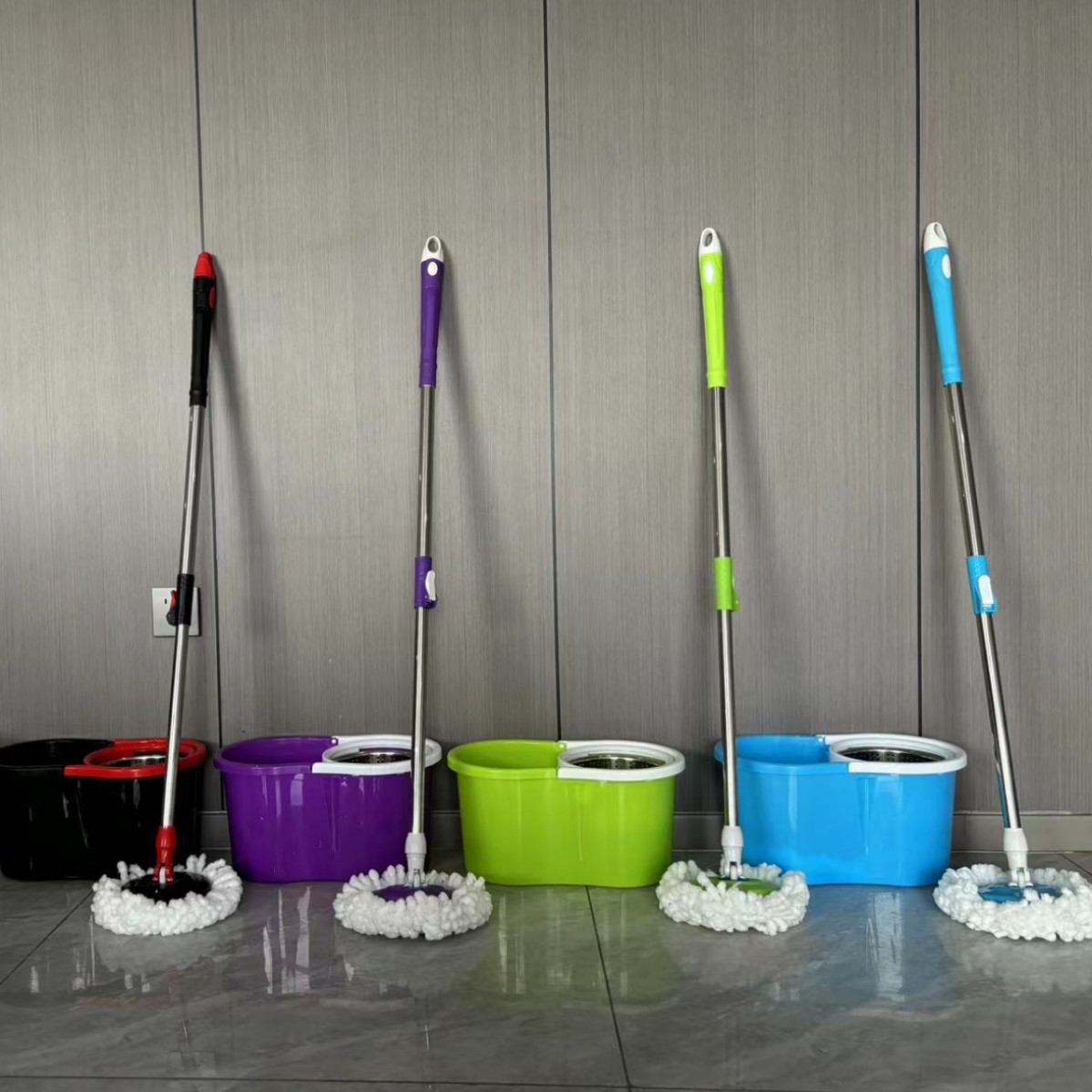 Small Bucket Mop for Home Use, Rotatable, Hands-Free Washing, Replaceable Mop Head, Universal Rotating Mop