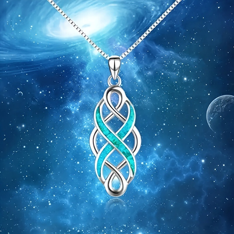 Cross-Border New Irish Celtic Knot Imitation Opal Pendant Necklace Light Luxury Charm Necklace Wholesale Cross-Border New Irish Celtic Knot Imitation Opal Pendant Necklace Light Luxury Charm Necklace Wholesale