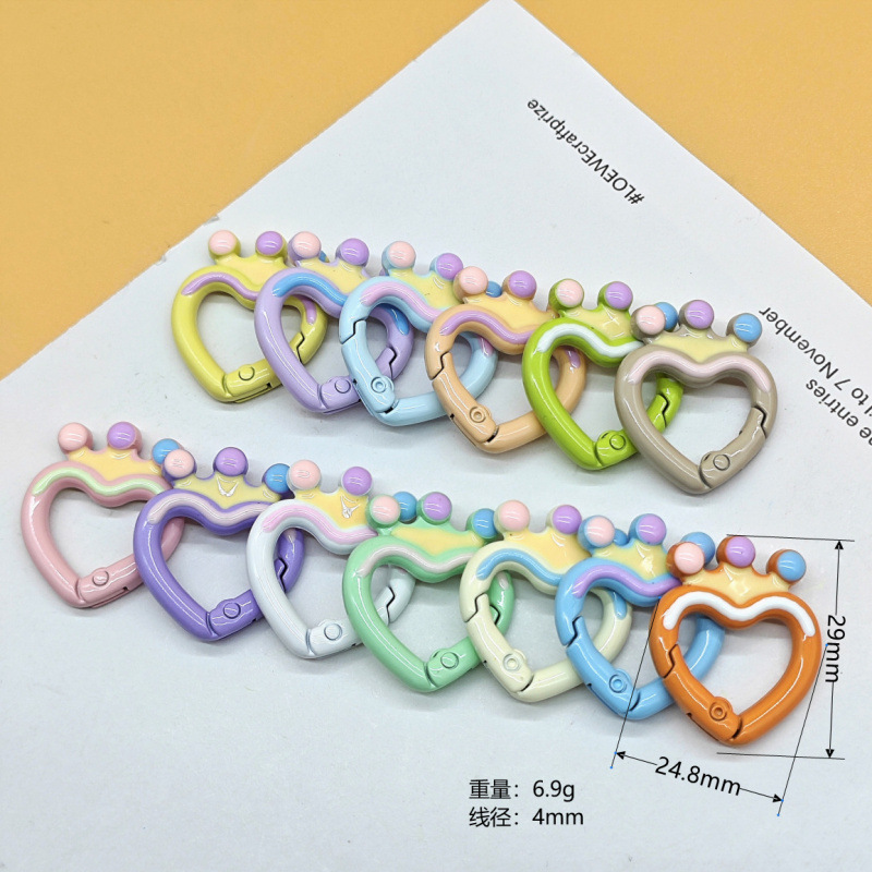 スプリングリングキャンディーカラースプリングバックルアクセサリーカラフルな愛ペイントブックリングカードリングキーホルダーオープン diy ジュエリー|undefined