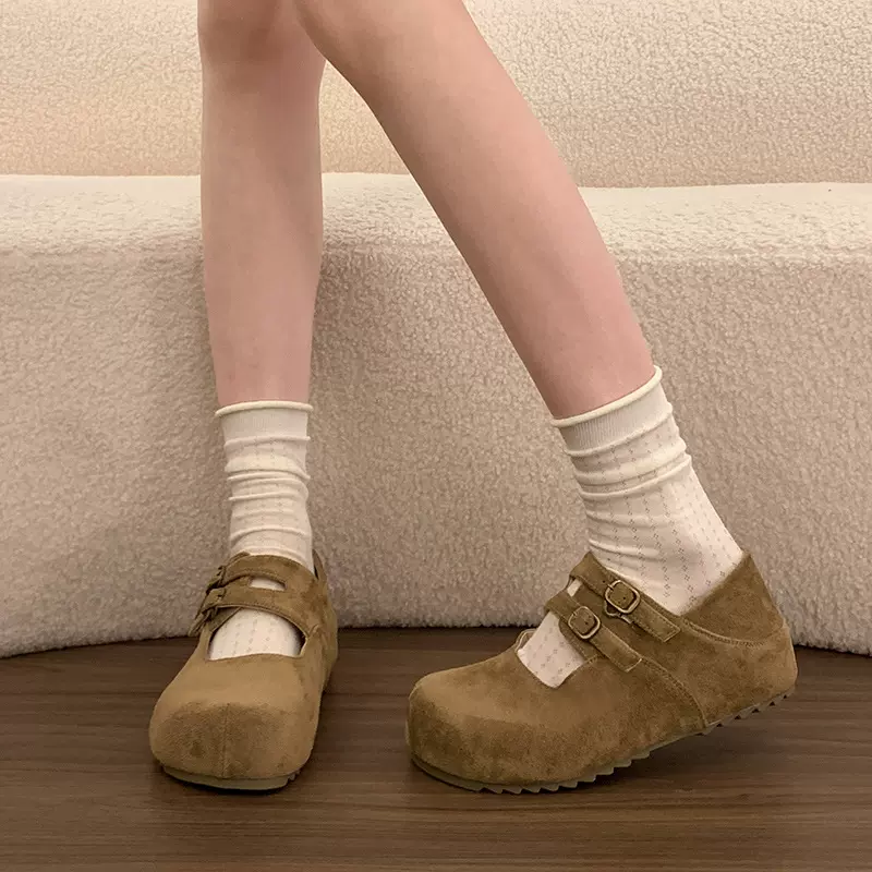 两穿勃肯鞋女2026新款爆款春夏配裙子平底单鞋软底豆豆鞋玛丽珍鞋