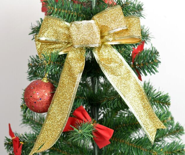 Ruban doré bronzant de 2 m, note, ruban étoile à cinq branches, décoration d'arbre de Noël, pendentif, ruban d'emballage cadeau de Noël_voghion.com