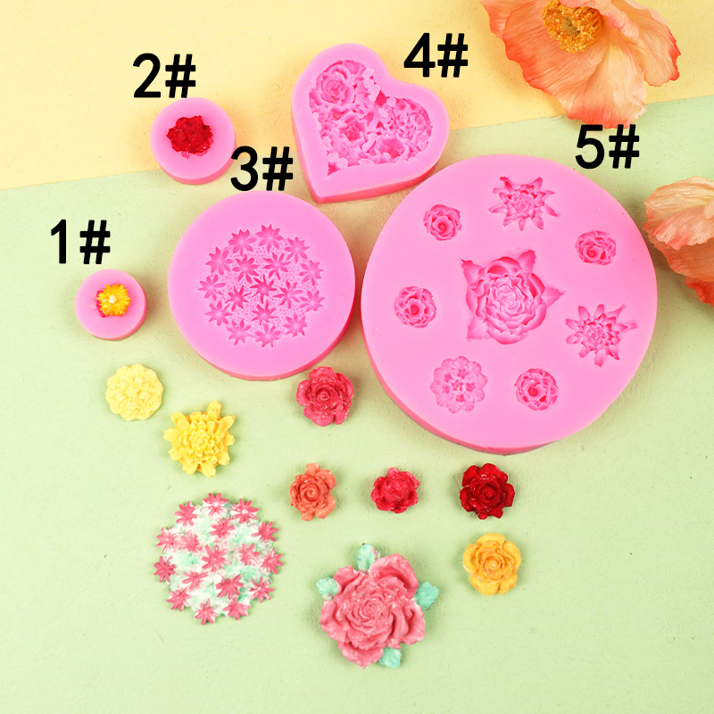 Tridimensional pequeño racimo de flores modelado molde de silicona creativo horneado fondant pastel decoración molde de chocolate