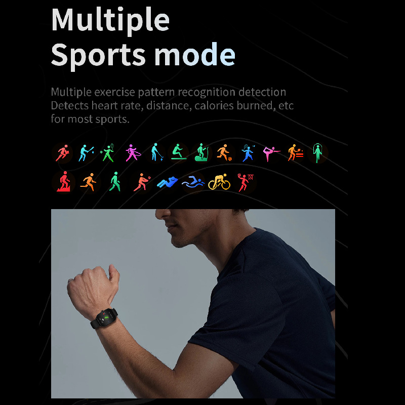 Nuevo reloj inteligente transfronterizo, pantalla curva, frecuencia cardíaca multifuncional, presión arterial, reloj deportivo Huaqiangbei, reloj inteligente