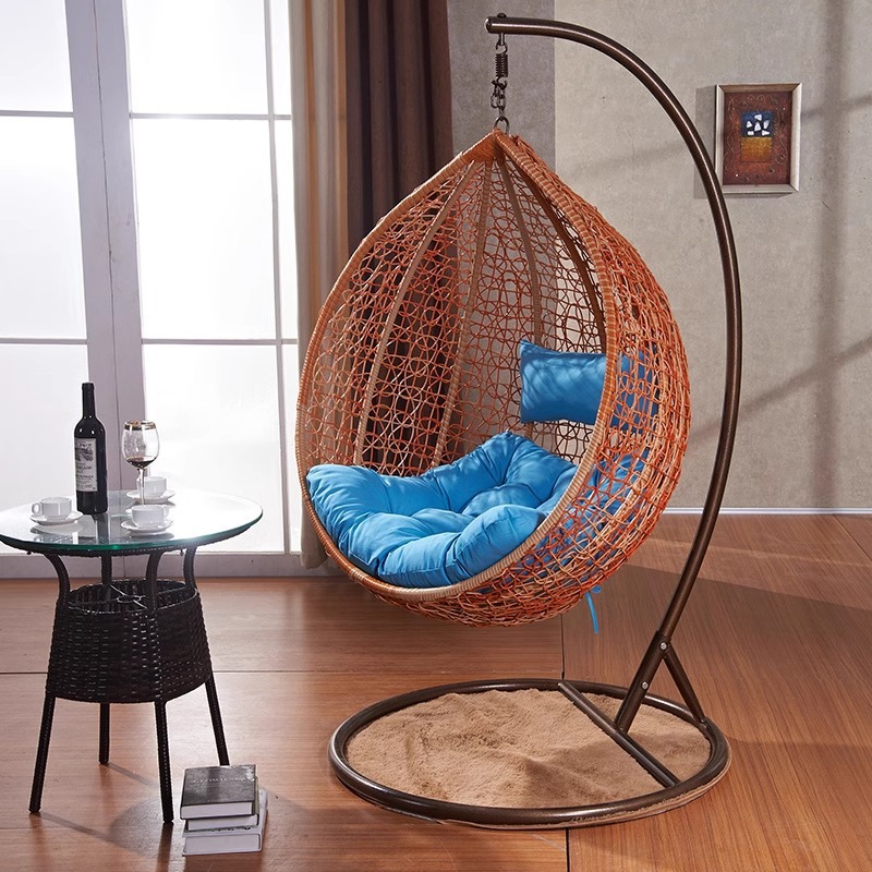 Silla colgante de ratán para una persona, para exteriores, balcón, patio, ocio, acero al carbono, estilo colgante para interiores, moderno