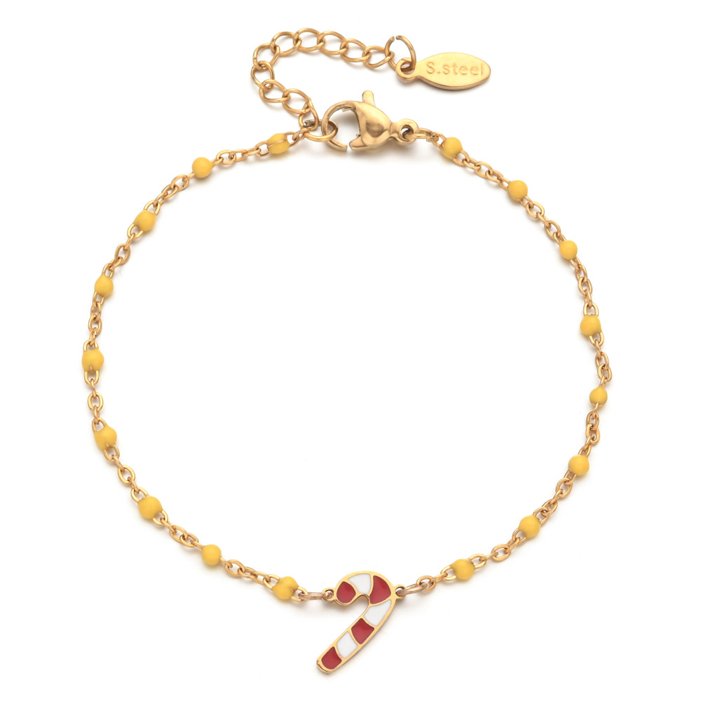 Candy Pattern Women's Gender Cartoon Style Cute Candy Stainless Steel Bracelets In Bulk Christmas