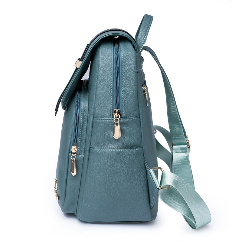 Transfronterizo al por mayor 2023 nueva mochila de PU para mujer coreana, mochila de viaje al aire libre simple y versátil, mochila escolar antirrobo