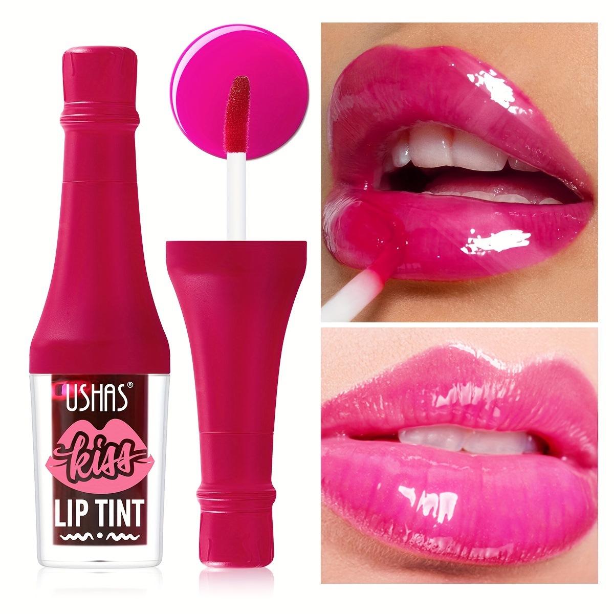 USHAS Brillo de labios de punto transfronterizo europeo y americano, brillo de labios de color duradero, lápiz labial que no se desvanece, esmalte de labios, taza antiadherente LG2511