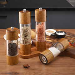 木の胡椒は手動の陶磁器の芯のアクリルの胡椒の粉の海の塩をこすります。