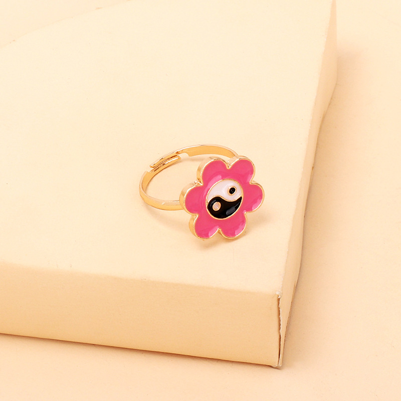 Cute cartoon dripping oil ring combination set design sense flower mushroom boots index finger joint ringpicture7